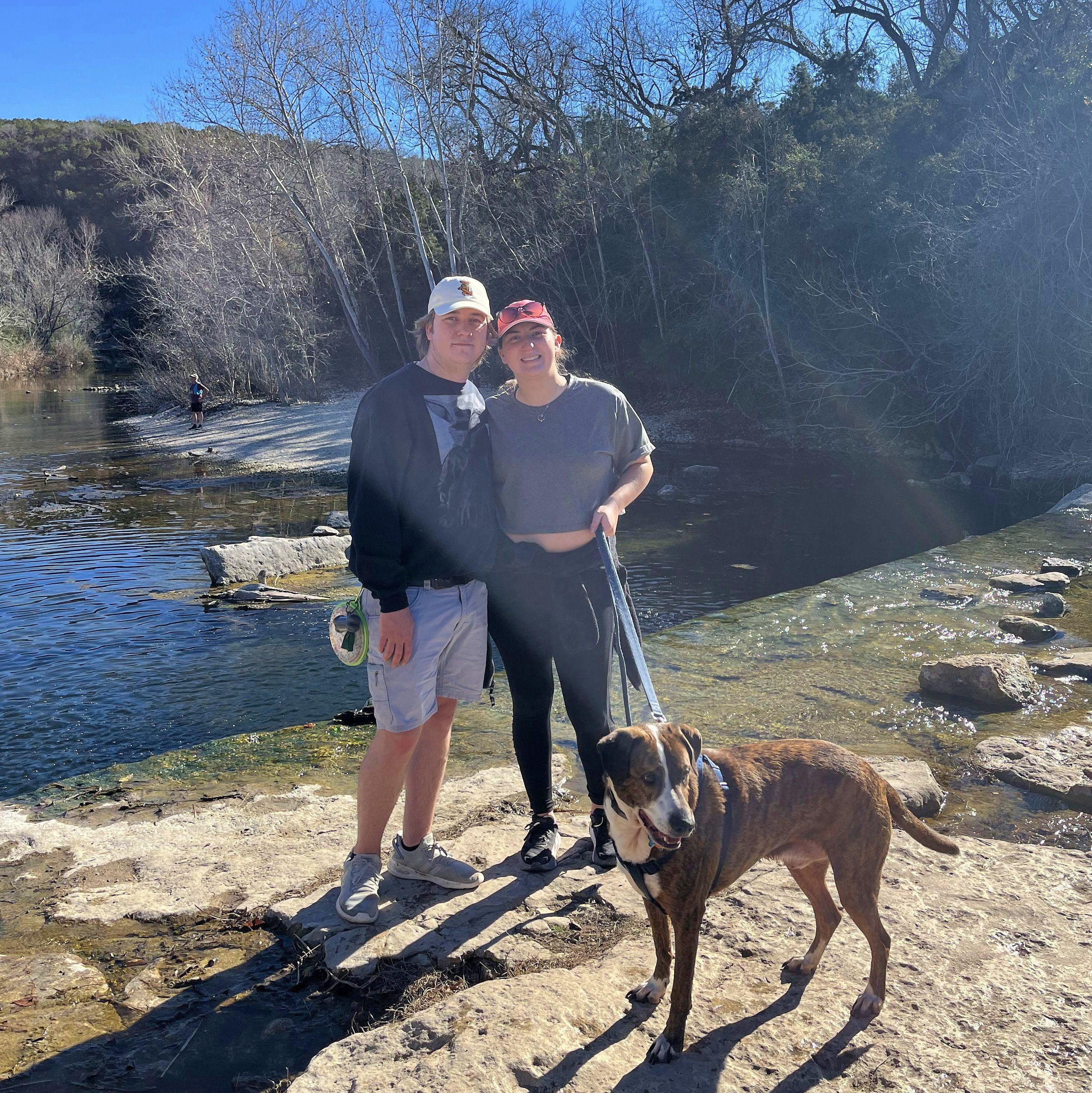 Exploring the greenspace and trails in Austin, Texas with Zuke and friends on January 14, 2023.
