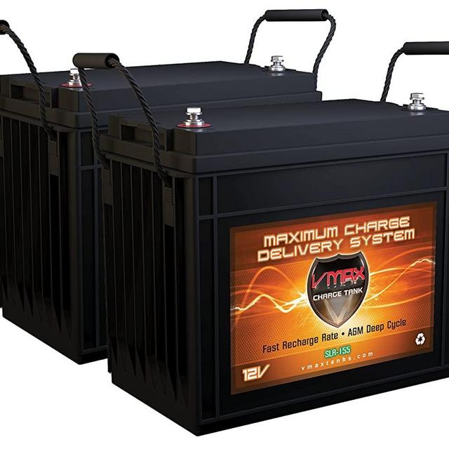 Qty 2 VMAX SLR155 Vmaxtanks AGM Deep Cycle Batteries 12V 155Ah Each SLA Rechargeable Battery for use with Pv Solar Panels Smart Chargers Wind Turbine and Inverters