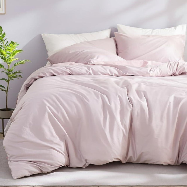 Cozaline 100% Cotton Comforter Set Queen Size – Beige Grey, Linen-Like Texture, Super Soft & Breathable Lightweight Bedding Set, 3-Piece Durable Percale Comforter for All Seasons