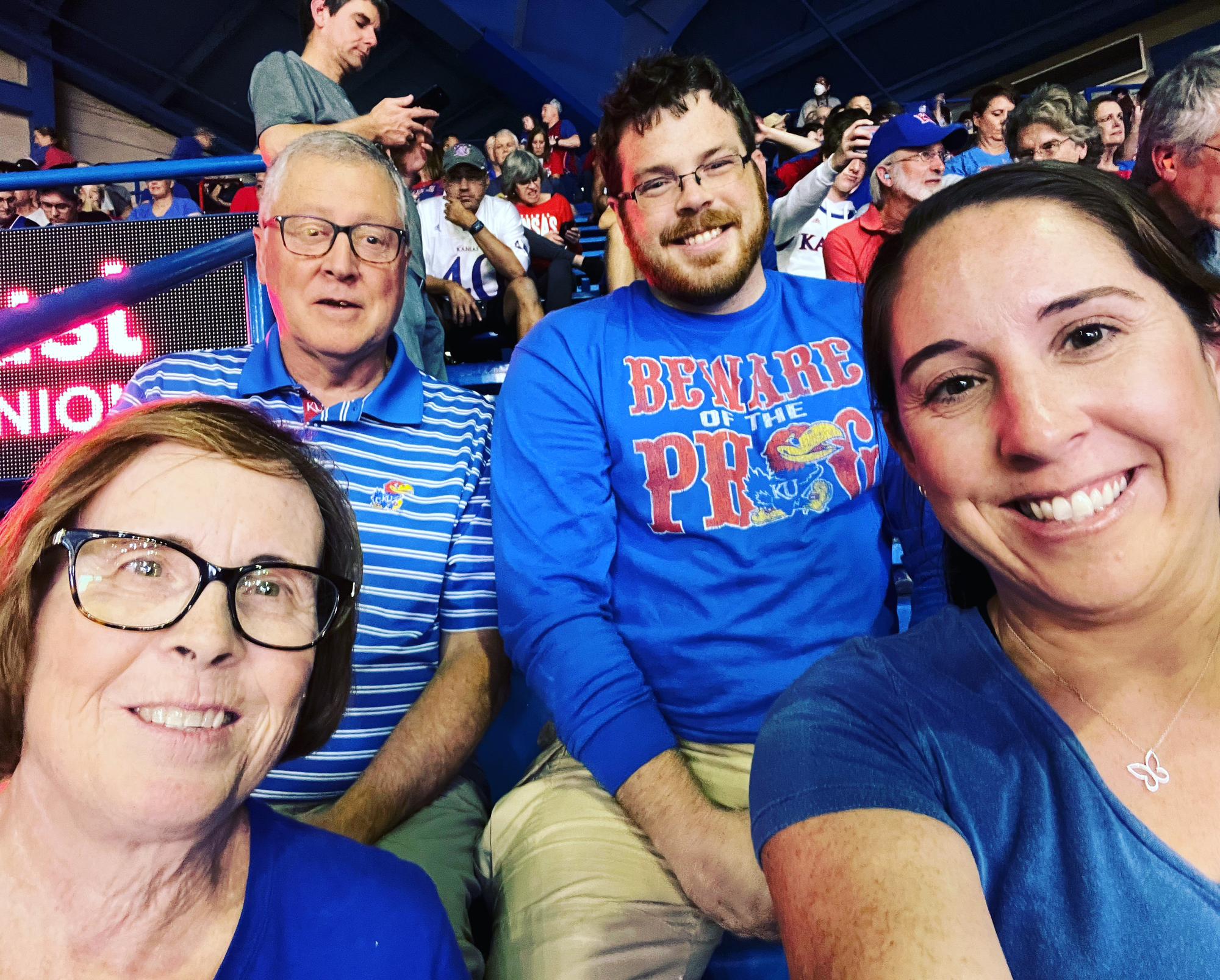 Turning Dalton into a KU basketball fan. Rock Chalk!