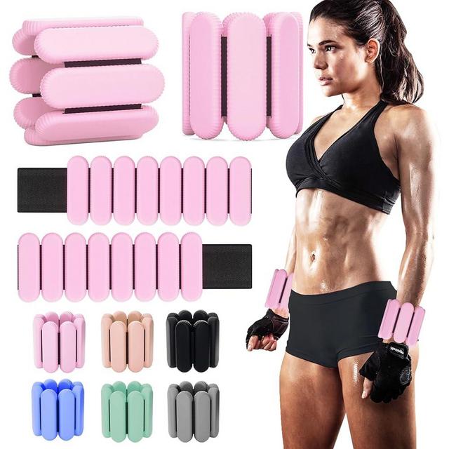 YOVKOK Adjustable Ankle Weights for Women Men,Wrist Weights set for Walking Running,1 Pair (1Lbs Each) Silicone Workout Weights for gym fitness, Jogging,yoga,pilates,strength training,physical therapy
