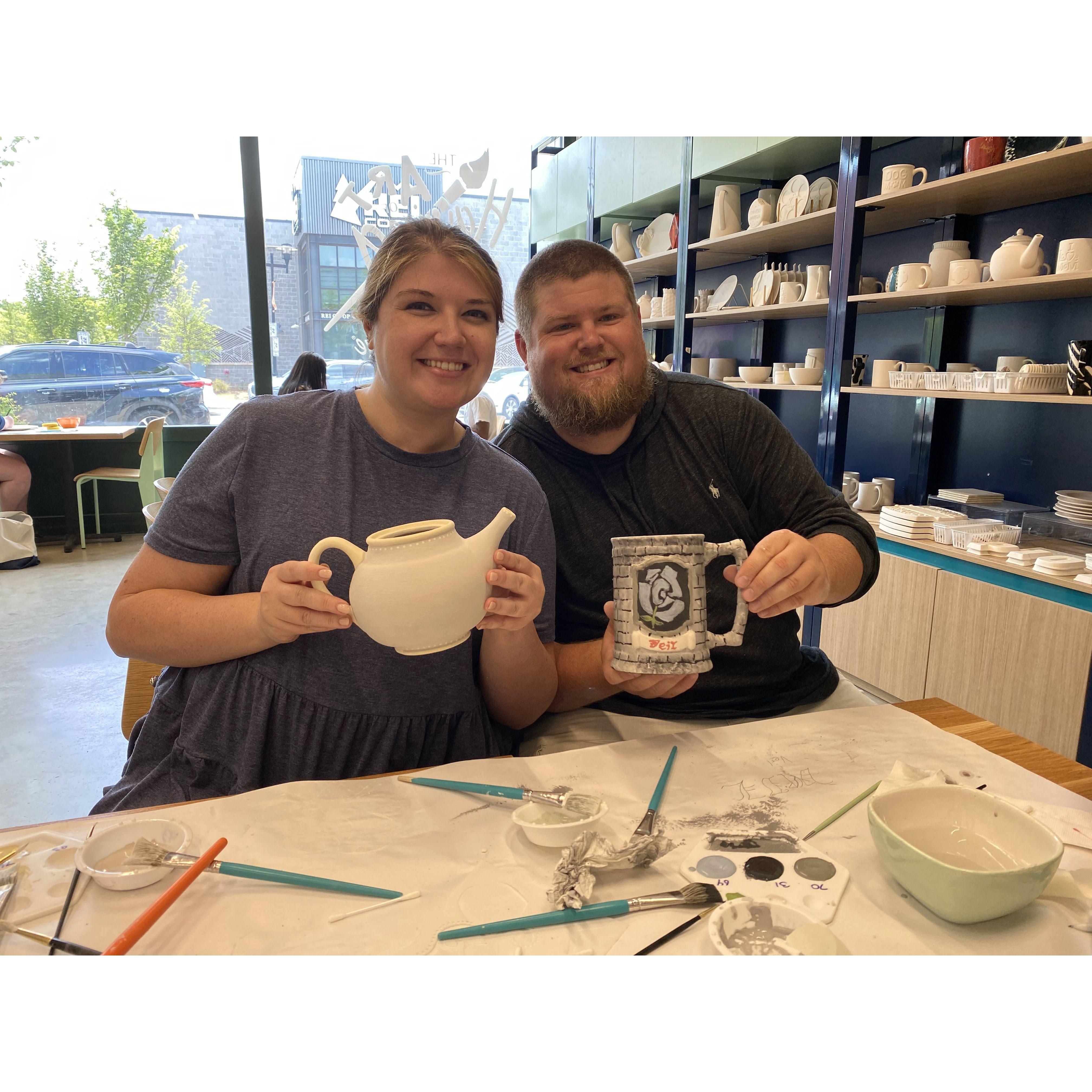 Painting pottery in Huntsville, AL