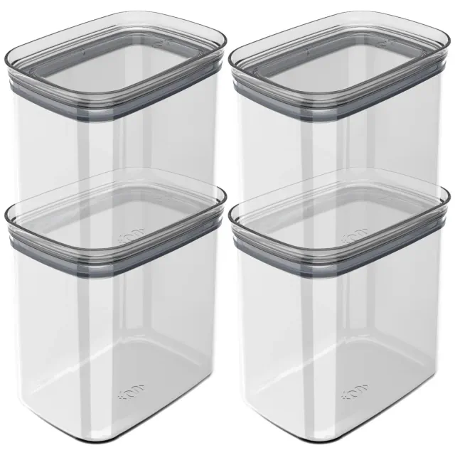 OU Airtight Food Storage Container 8pc BPA Free Clear Plastic Storage Container with Leak Proof Lid, Stackable Kitchen Pantry Organizer