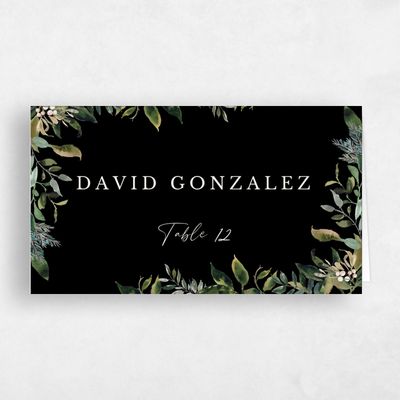 Black Wedding Place Card - Buxton