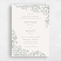Green Wedding Invitation - Armoise Portrait
