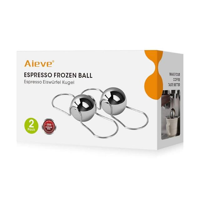 AIEVE Espresso Frozen Ball for Espresso Coffee, Stainless Steel Ice Sphere (2 Set)