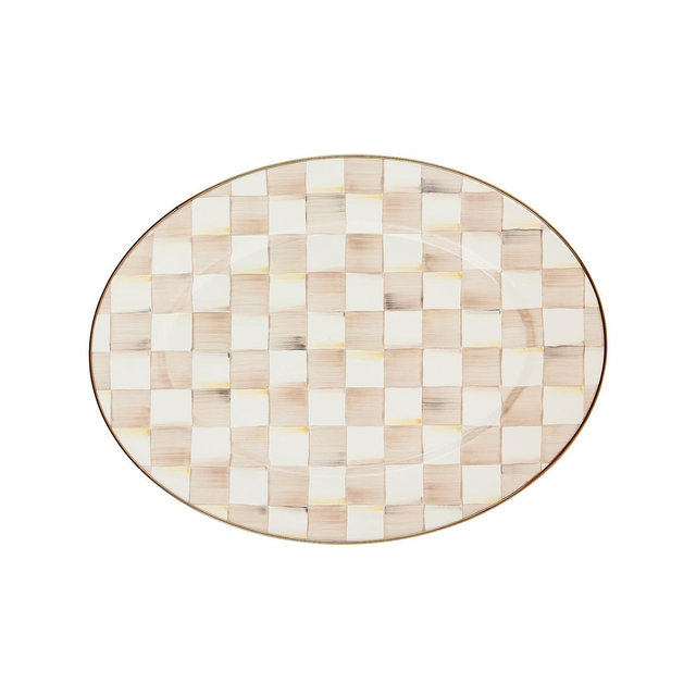 Mackenzie-Childs Mocha Check Medium Oval Platter