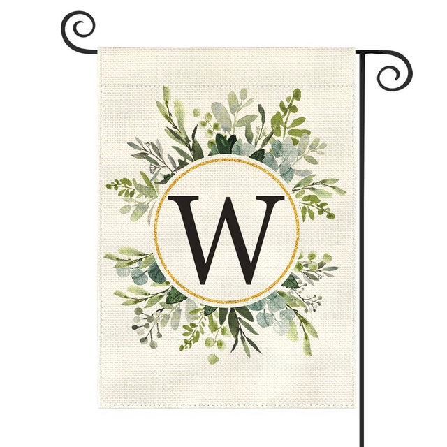 AVOIN colorlife Monogram Letter W Floral Garden Flag 12x18 Inch Double Sided Outside, Family Last Name Initial Yard Outdoor Decoration