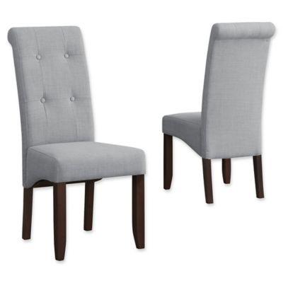 Simpli Home Cosmopolitan Dining Chair in Satin Cream Faux Leather (Set of 2)