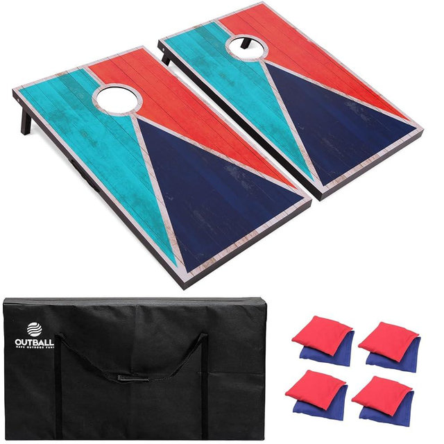 Outball Cornhole Set 4x2 and 3X2 Regulation Size Corn Holes Sets with Carrying Bags & 8 Bean Bags Cornhole Boards Bean Toss Games for Adults Family Outdoor Beach Lawn Outside Backyard Games