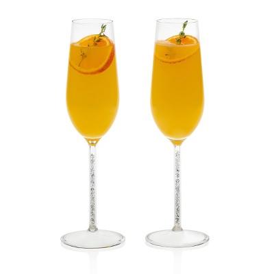 Libbey Glint 2pc Silver Stem Glass Flute 9oz
