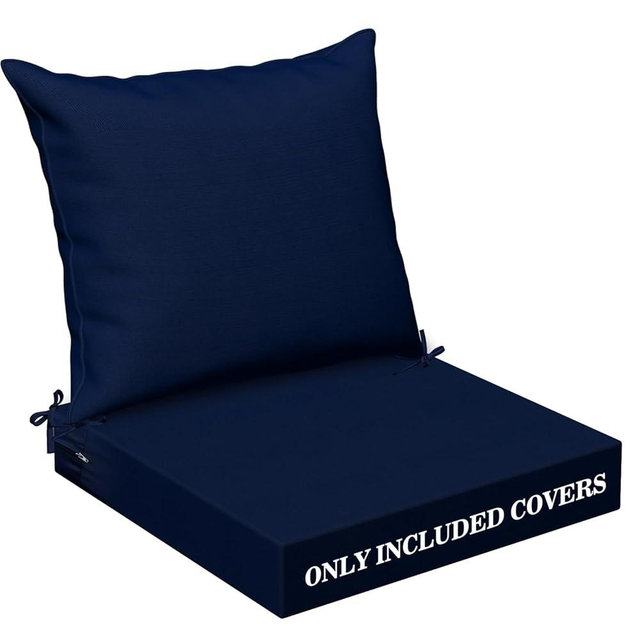ClawsCover 2 Pieces Outdoor Patio Seat Cushion and Back Pillow Replacement Covers,Fit for Patio Seating Furniture Sofa Chair Couch Loveseat,24"x24"x4", 24"x22",Navy-Include Covers Only