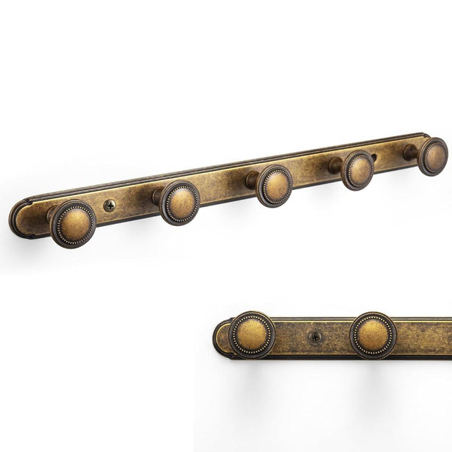 Goo-Ki 1 Pack Antique Brass Coat Rack Wall Mount Heavy Duty, Vintage Brass Towel Rack Zinc Alloy Coat Hooks Wall Mounted for Bag Hat Clothes Scarf