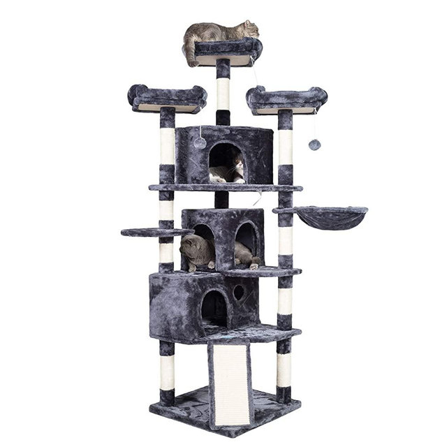Hey-brother XL Size Cat Tree, Cat Tower with 3 Caves, 3 Cozy Perches, Scratching Posts, Board, Activity Center Stable for Kitten/Gig Cat