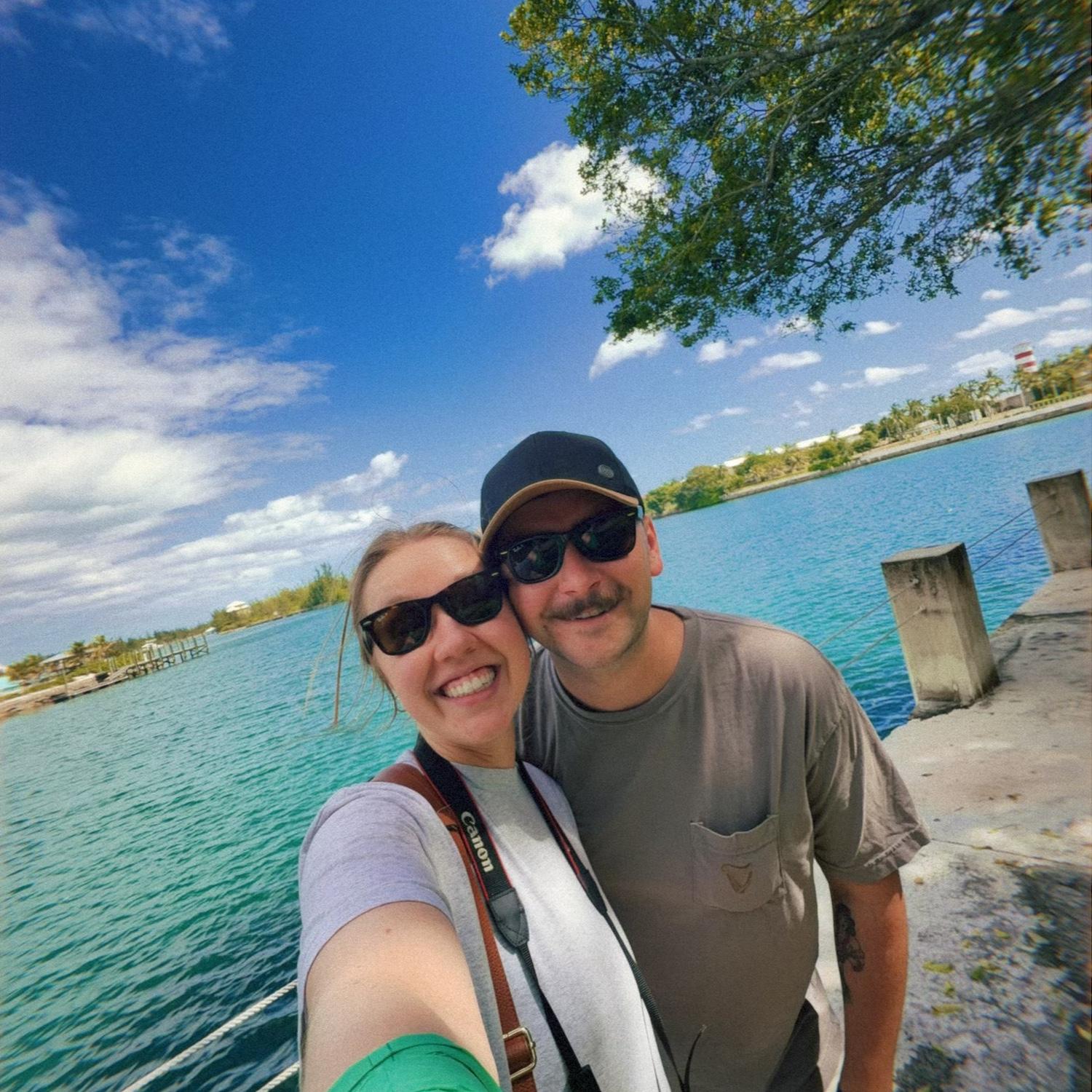 Exploring the nearby town in The Bahamas! They saw a red octopus in the water and ate wonderful food.