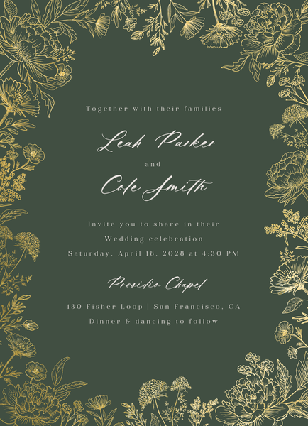 Vicenza Portrait Foil | Evergreen | Zola Wedding Invitations