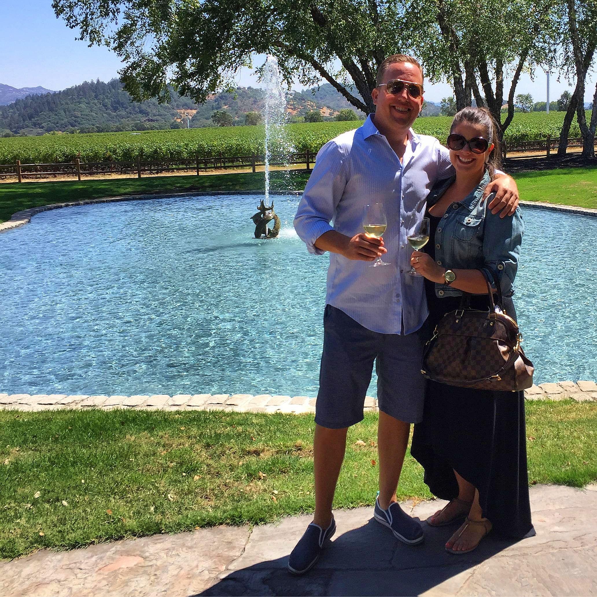 Enjoying a wine & food pairing lunch at one of our favorite wineries in Napa - Far Niente!
