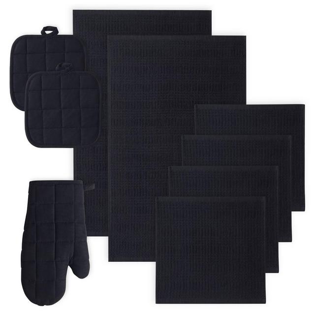 Cannon 9pc Cotton Kitchen Textile Set Black