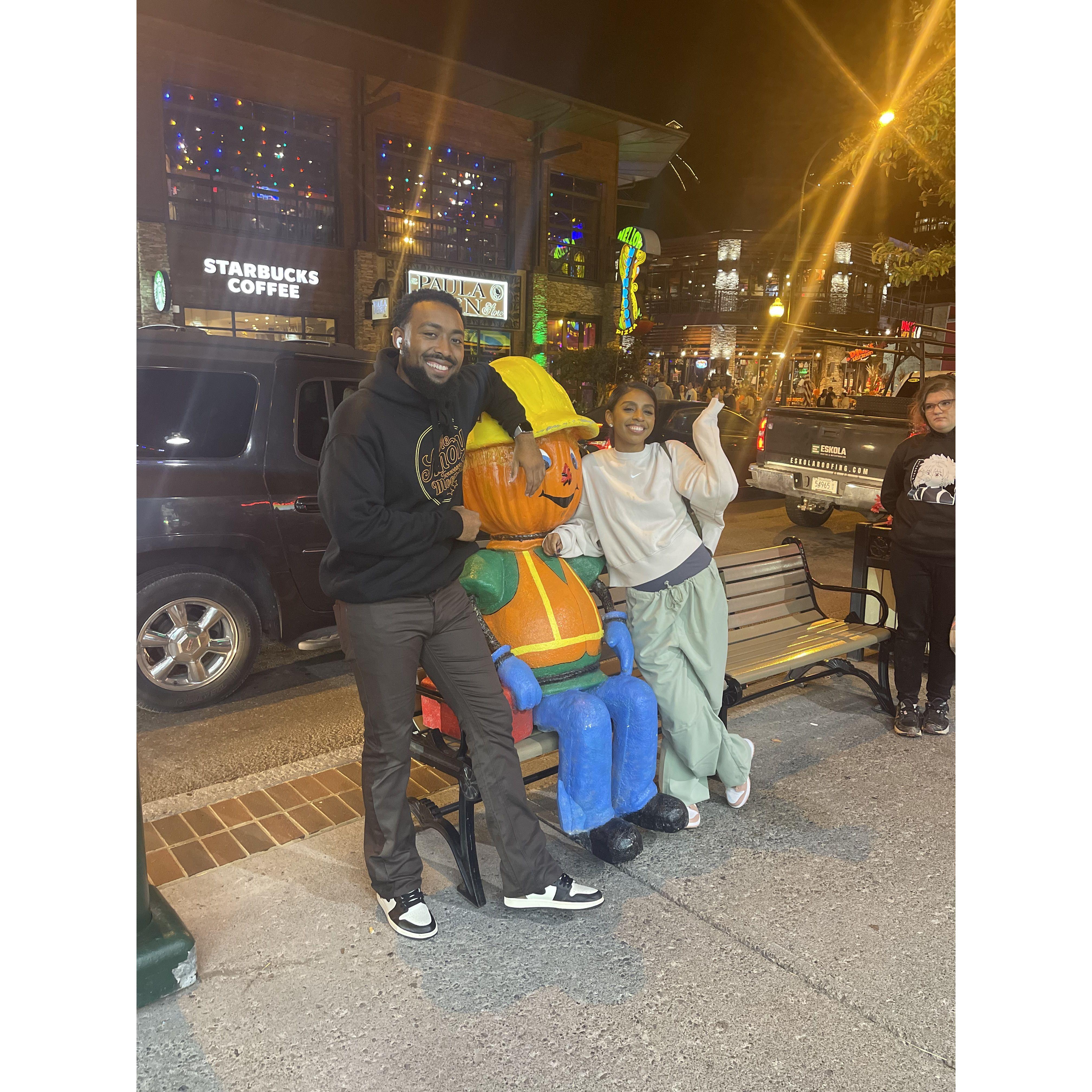 These cute little pumpkins were all over Gatlinburg! We decided to walk around and try to take a picture with everyone we saw !