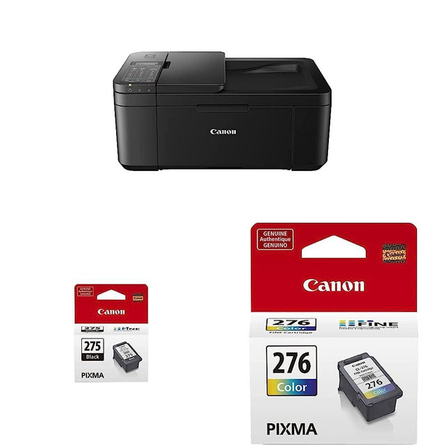Canon PIXMA TR4720 All-in-One Wireless Printer Home use, with Auto Document Feeder, Mobile Printing and Built-in Fax, Black & Canon PG-275 Black Ink Tank, CL-276 Color Ink Cartridge