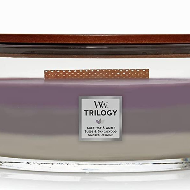 Woodwick Ellipse Scented Candle, Amethyst Sky Trilogy, 16oz | Up to 50 Hours Burn Time