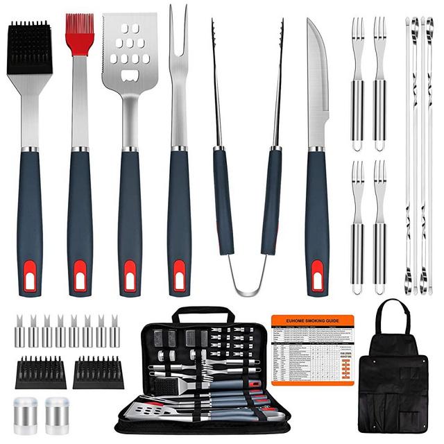 EUHOME BBQ Grill Accessories Heavy Duty Grill Utensils 31 PCS Set Extra Thick Stainless Steel BBQ Grilling Tools with Nylon Carry Bag Great Gift Christmas for Men in Camping Backyard Barbecue Party