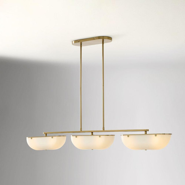 Reynolds Chandelier, 54in, Champagne/Milk Glass