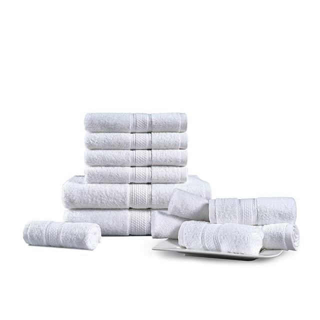 Luxury Bath Towels Set | 600 GSM 100% Combed Cotton Towels for Bathroom | Durable, Quick Absorbant, & Fast Drying | Hotel & Spa Quality | 2 Bath Towels, 4 Hand Towels, and 6 Washcloths | White