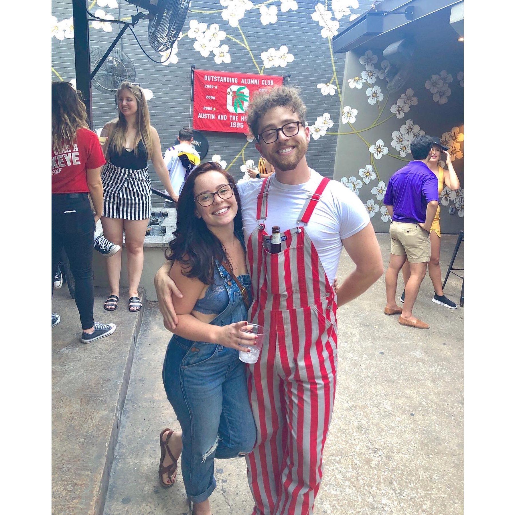 Game days at the local Ohio State bar with Cam's famous overalls - 2019