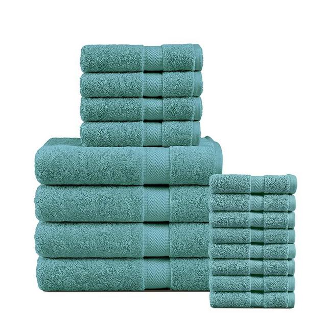 16 Piece Bath Towels - 100% Cotton Towels for Bathroom, Premium Quality Hotel Towels, Highly Absorbent Bathroom Towel Set, Super Soft, 4 Bath Towels, 4 Hand Towels, and 8 Wash Cloths - Teal