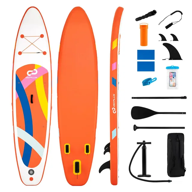 Costway 11’ Wide Inflatable Stand Up Paddle Board , Stable SUP for Adults and Youth Orange+White