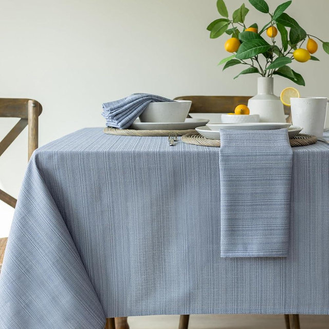 Benson Mills Cameron Textured Fabric Table Cloth, for Everyday Home Dining, Parties, Weddings & Holiday Tablecloths (60" x 104" Rectangular, Millennium Light Chambray Blue)