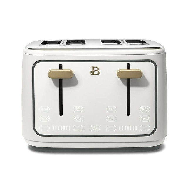 Beautiful 4-Slice Toaster by Drew Barrymore – Touch Display, 7 Shade Settings, Extra-Wide Slots for Bagels, Gluten-Free & Frozen Presets, LED Countdown, High-Lift Lever, Removable Crumb Tray