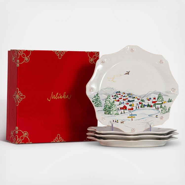 Juliska, Berry & Thread North Pole Scalloped Salad Plate, Set of 4
