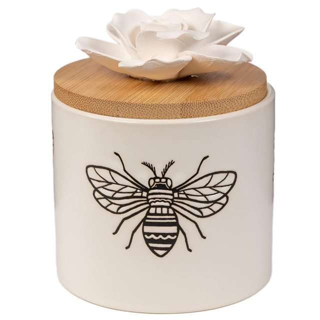 ScentSationals Ceramic Flower Essential Oil Diffuser - Passive Wicking Aromatherapy Diffuser for Living Room or Bedroom - No Power Home Fragrance Diffuser for Scented Essential Oils - Simplicity