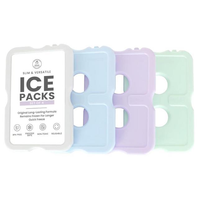 Healthy Packers Slim Long Lasting Ice Packs for Lunch Box (4 Pack), Pastel Cooler Ice Packs, Ice Packs for Lunch Boxes, Lunch Box Ice Packs Reusable, Freezer Packs, Small Ice Pack for Lunch Box