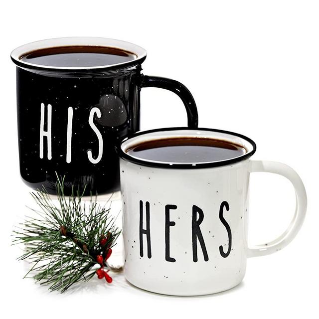 His And Hers Mugs Set Of 2 Ceramic Coffee Mugs, Cute Matching Coffee Mugs For Couples, His And Hers Gifts For Christmas, Campfire Couples Coffee Mugs Set For Anniversary, Couple Mugs For Him And Her