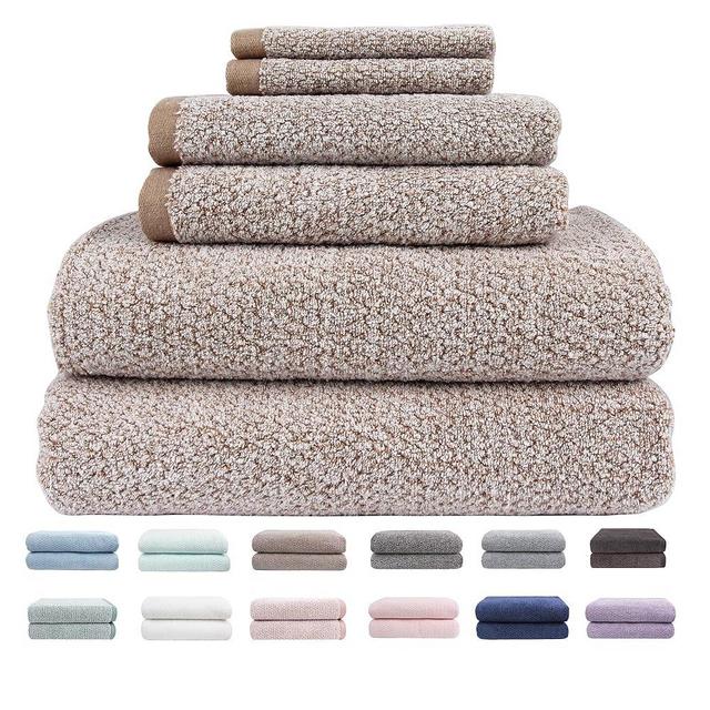 Everplush Diamond Jacquard 6 Pieces Bath Towel Set, Luxury Super Soft Oversized Bath Towels,Highly Absorbent & Quick Drying Towels for Bathroom Brown