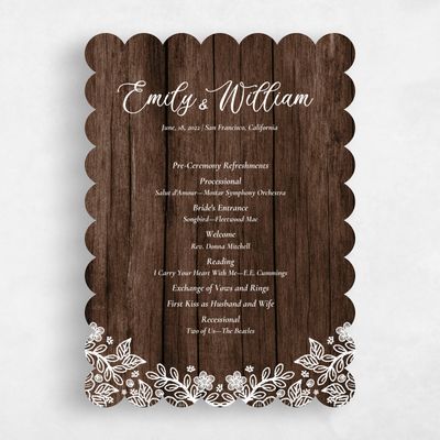 Brown Scalloped Wedding Program - Kenton