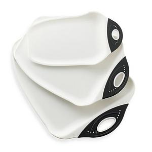 Dexas® Chop and Scoop™ Cutting Board in White/Black