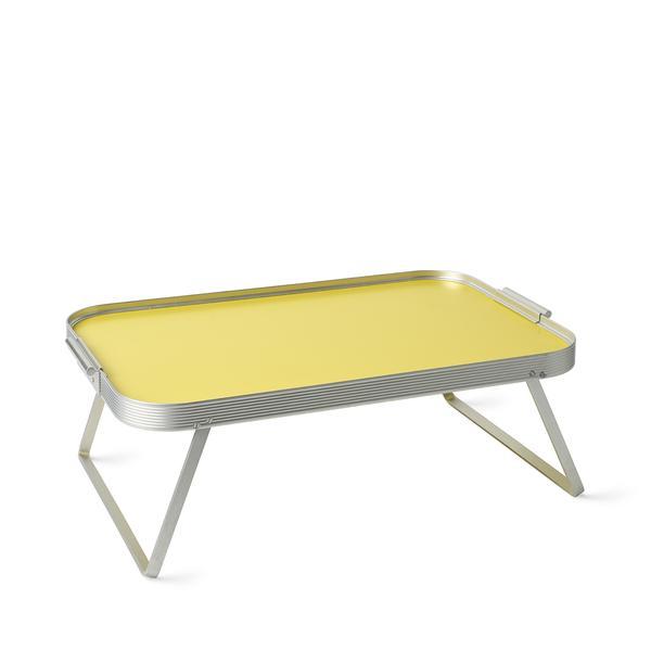 Bed Tray in Lemon Yellow with Silver Surrounds
