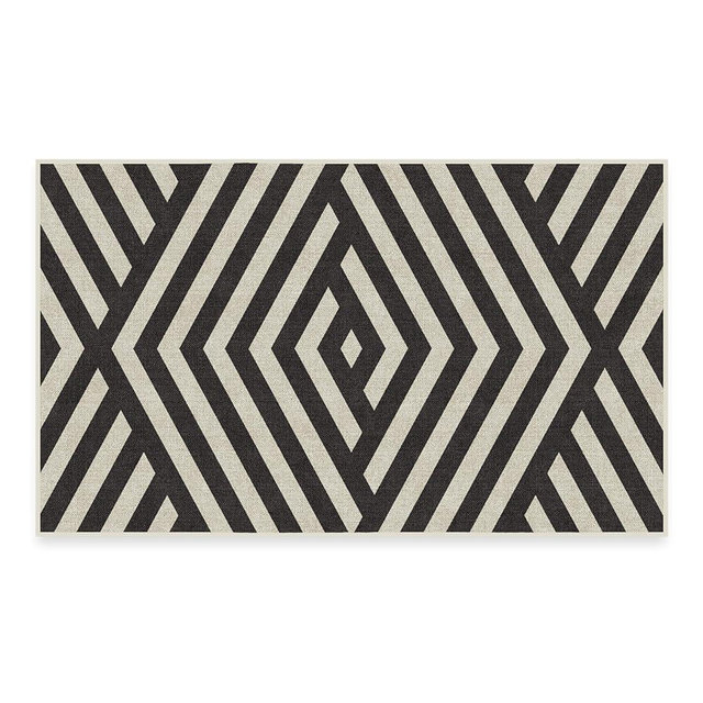 Ruggable x Barbie Washable 3x5 Area Rug, Chevron Black & White, Premium Rugs for Living Room, Bedroom, Kitchen, Office, Classroom with Gripper Non Slip Pad