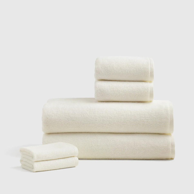 Turkish Ribbed Quick Dry Bath Sheet Bundle - Ivory