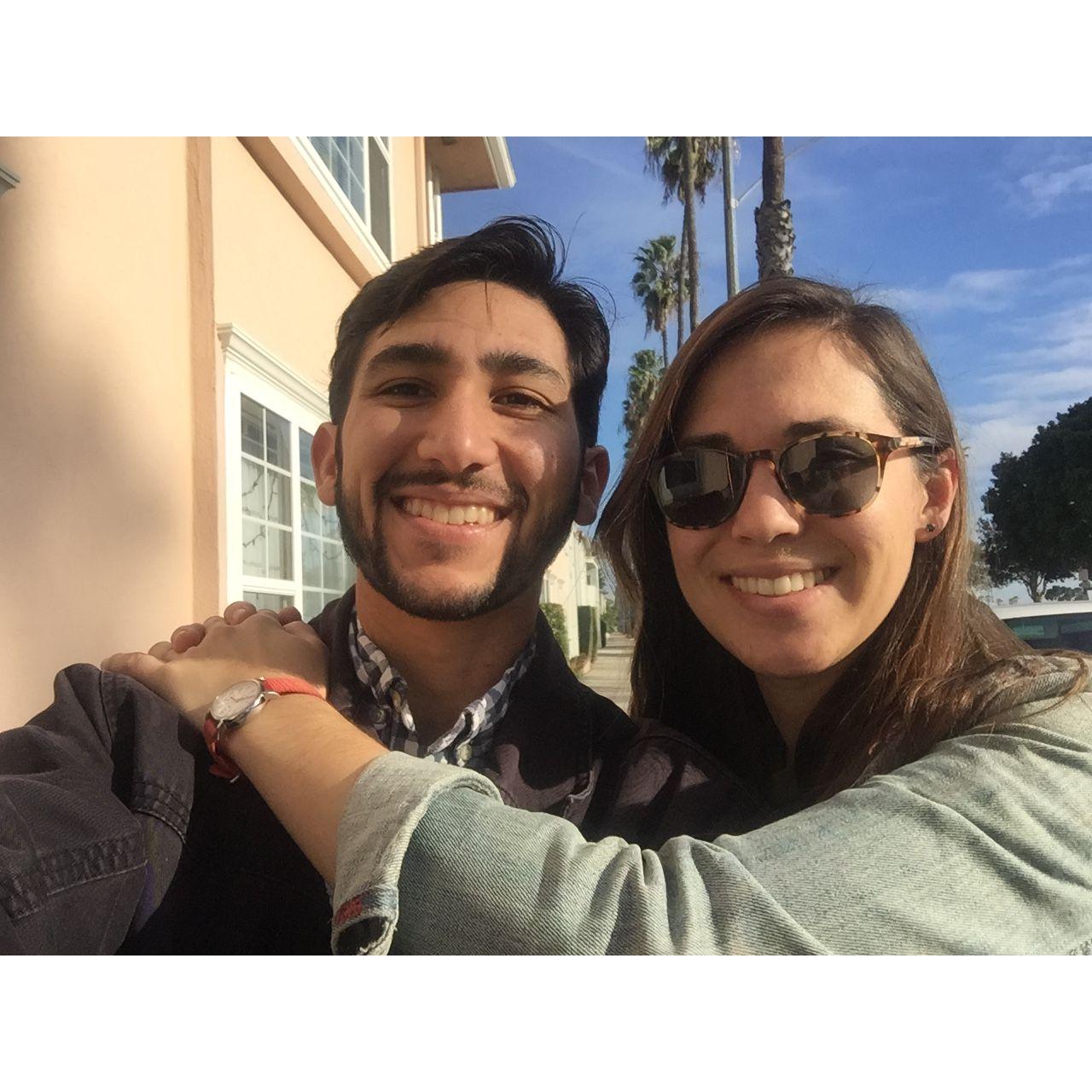 Walking around by the ocean after dinner at Saint & Second in Long Beach