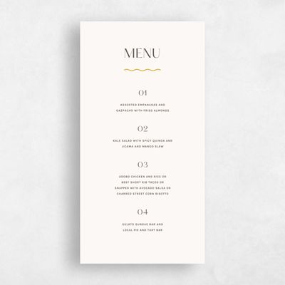 Mustard, Yellow Wedding Menu - Girard