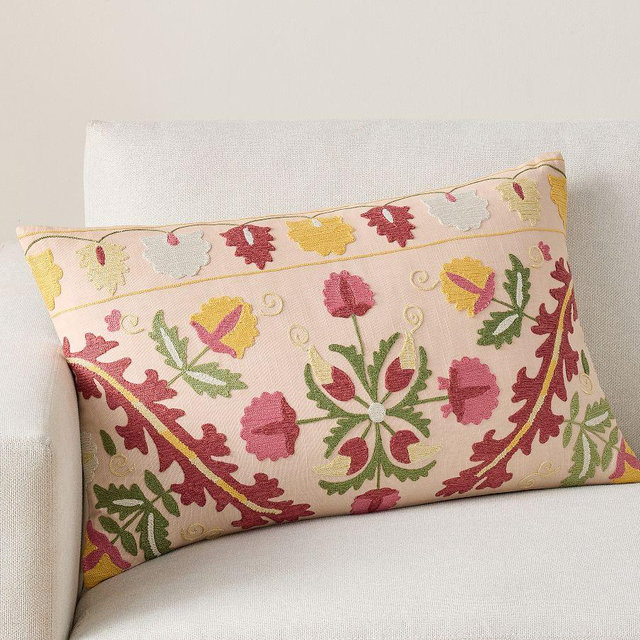 Amelie Suzani Lumbar Pillow Cover, Multi, 16" x 26"
