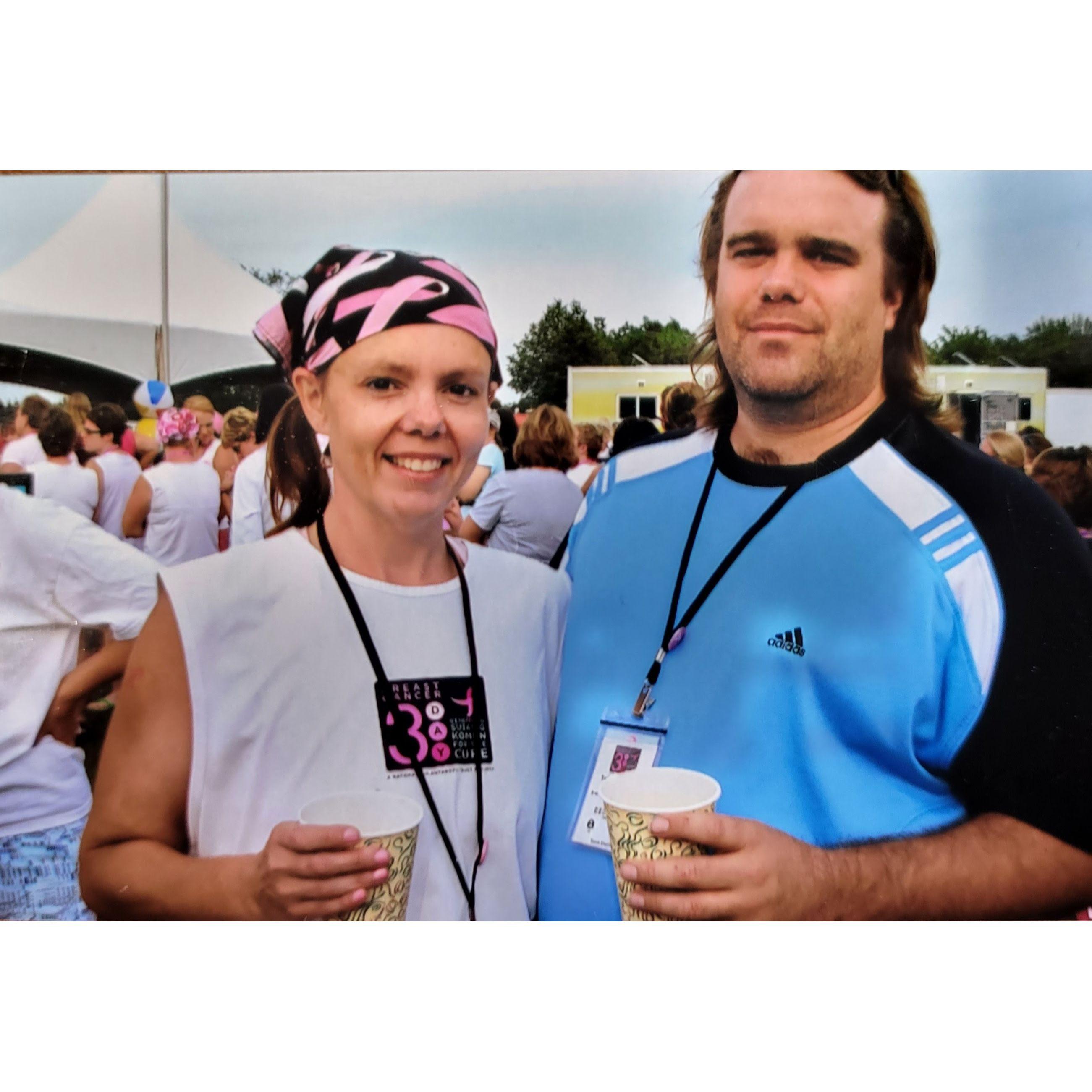 Getting ready to get our walk on for the Susan G. Komen Breast Cancer 3 Day walk, 2009.