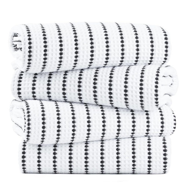 POLYTE 430 GSM Microfiber Oversize Quick Dry Lint Free Bath Towel, 60 x 30 in, 4 Pack (Waffle Weave)