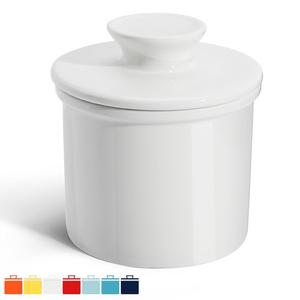 Sweese 3110 Porcelain Butter Keeper Crock - French Butter Dish - No More Hard Butter - Perfect Spreadable Consistency, White