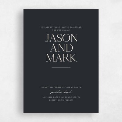 Ebony, Black Wedding Invitation - Celeste Classic